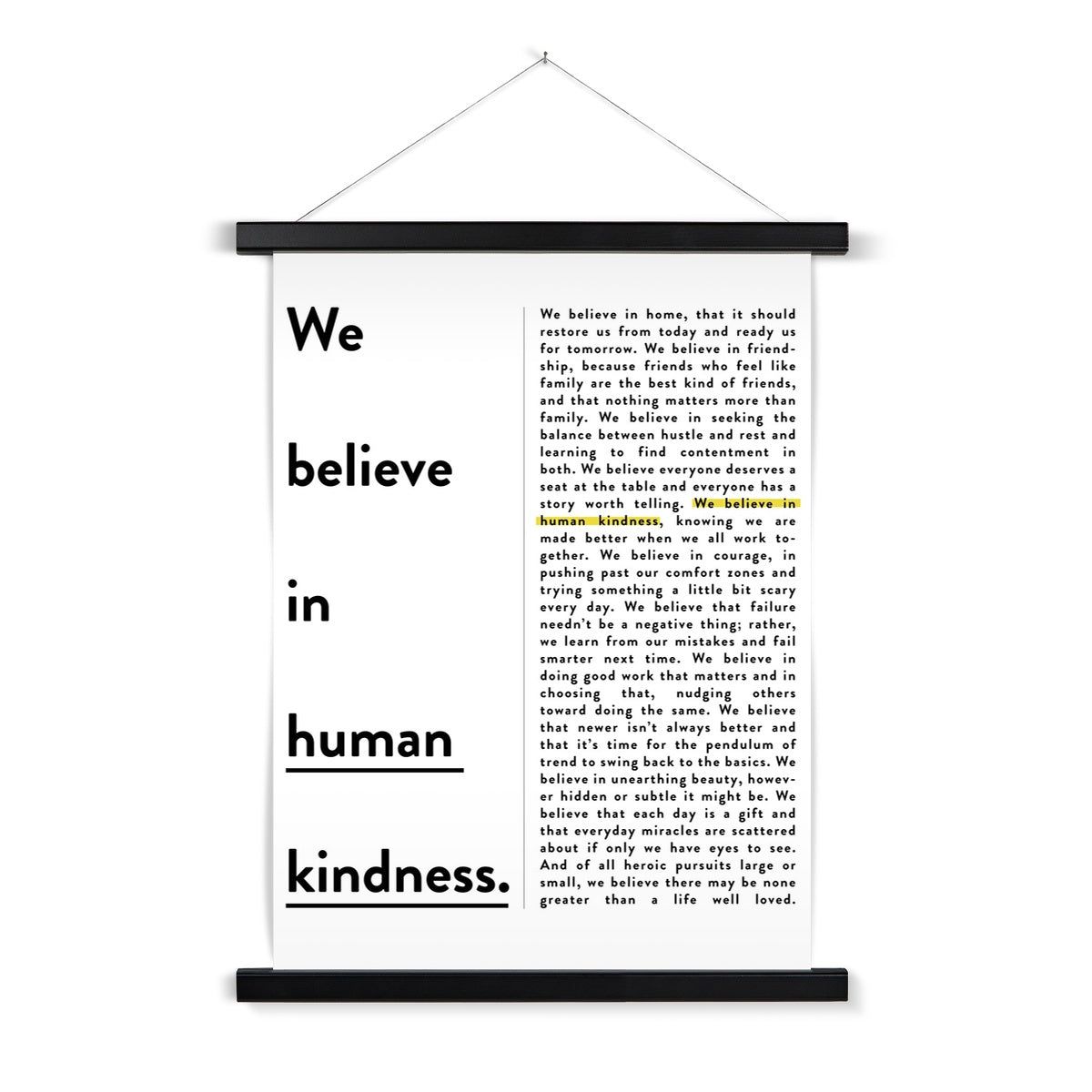 Kindness Manifesto Fine Art Print with Hanger