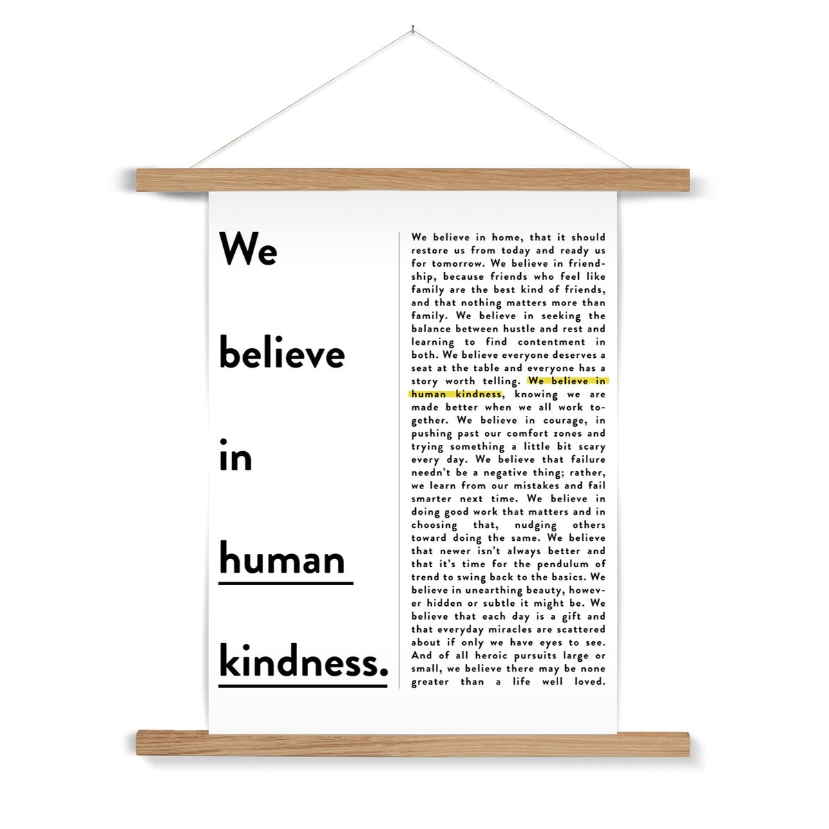 Kindness Manifesto Fine Art Print with Hanger