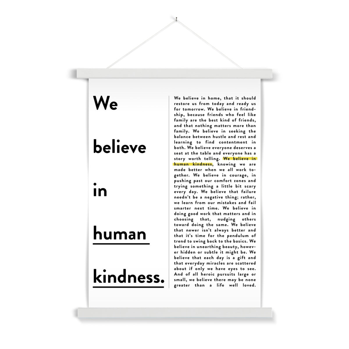 Kindness Manifesto Fine Art Print with Hanger